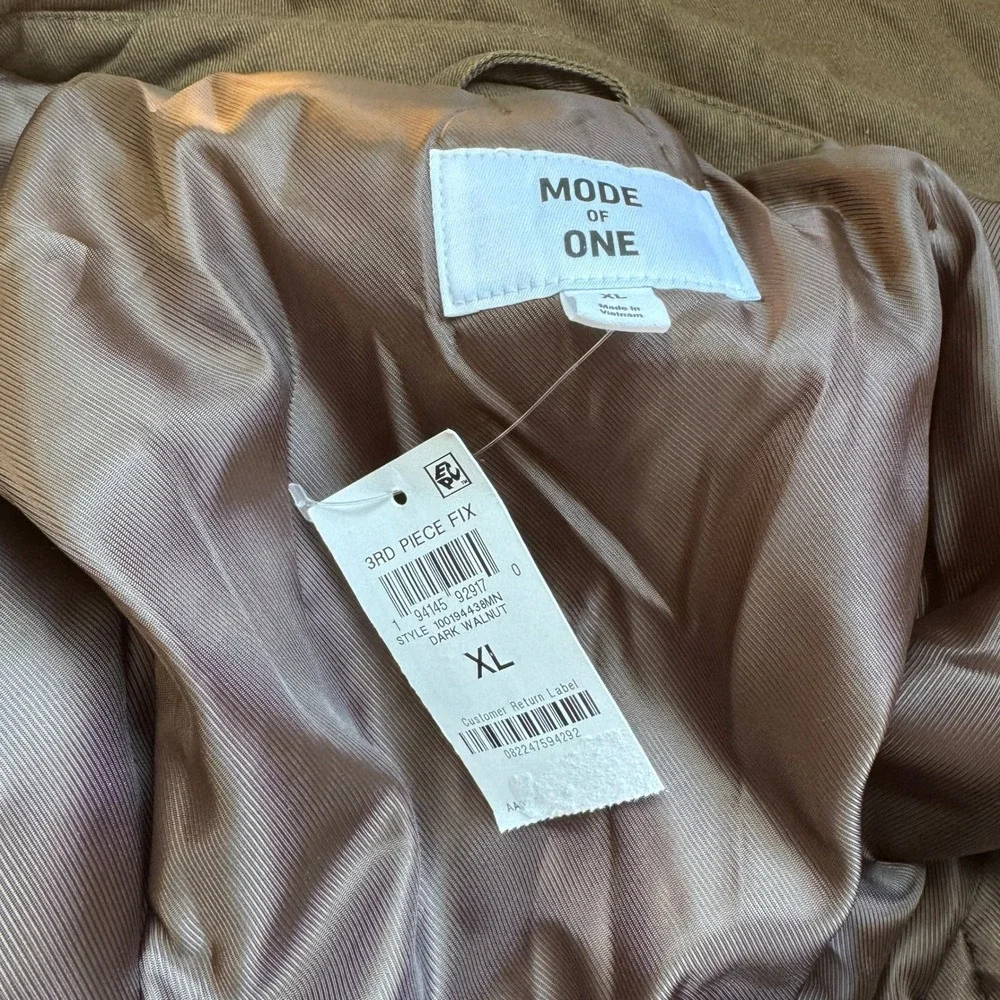 Mode of One Mens Multi Pocket Bomber Jacket Dark Walnut Brown XL 100194438MN